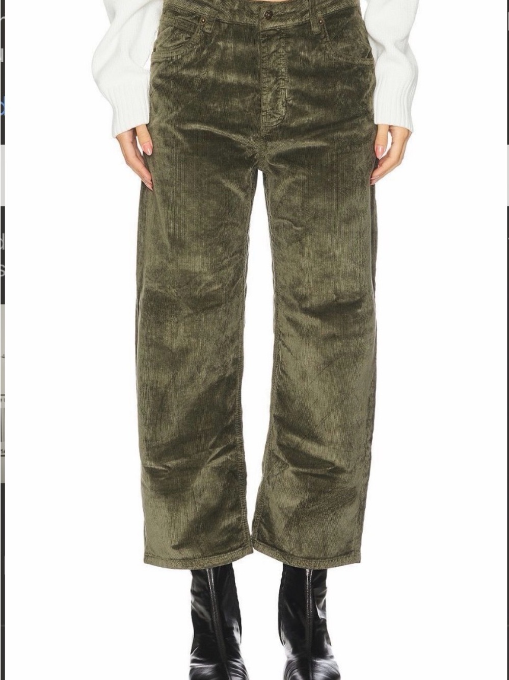 We The Free Olive Green Corduroy Wide-Leg Pants